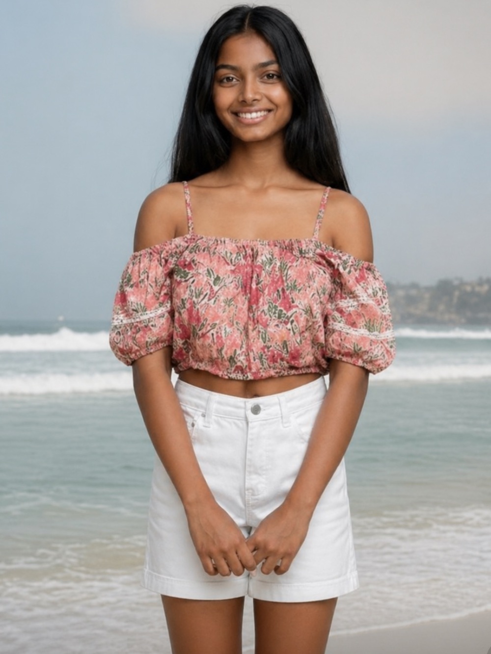 NWT Poupette‎ St. Barth Girls Donna Off-Shoulder Top Luxury Vacation Resort Twee